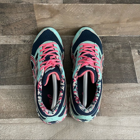 Asics Gel Frantic 7 T3A6Q Womens Running Shoes Aqua Pink Midnight Blue Size 10. - Picture 7 of 10